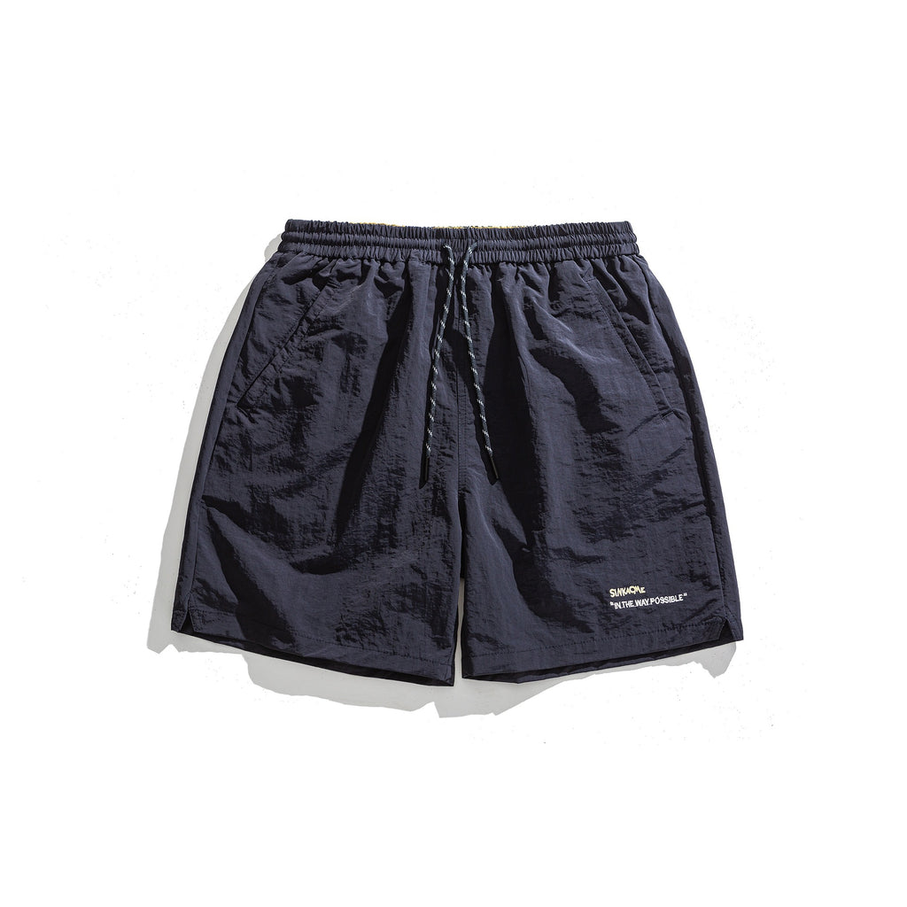 Loose Sport Shorts with Simple Letter Embroidery Design