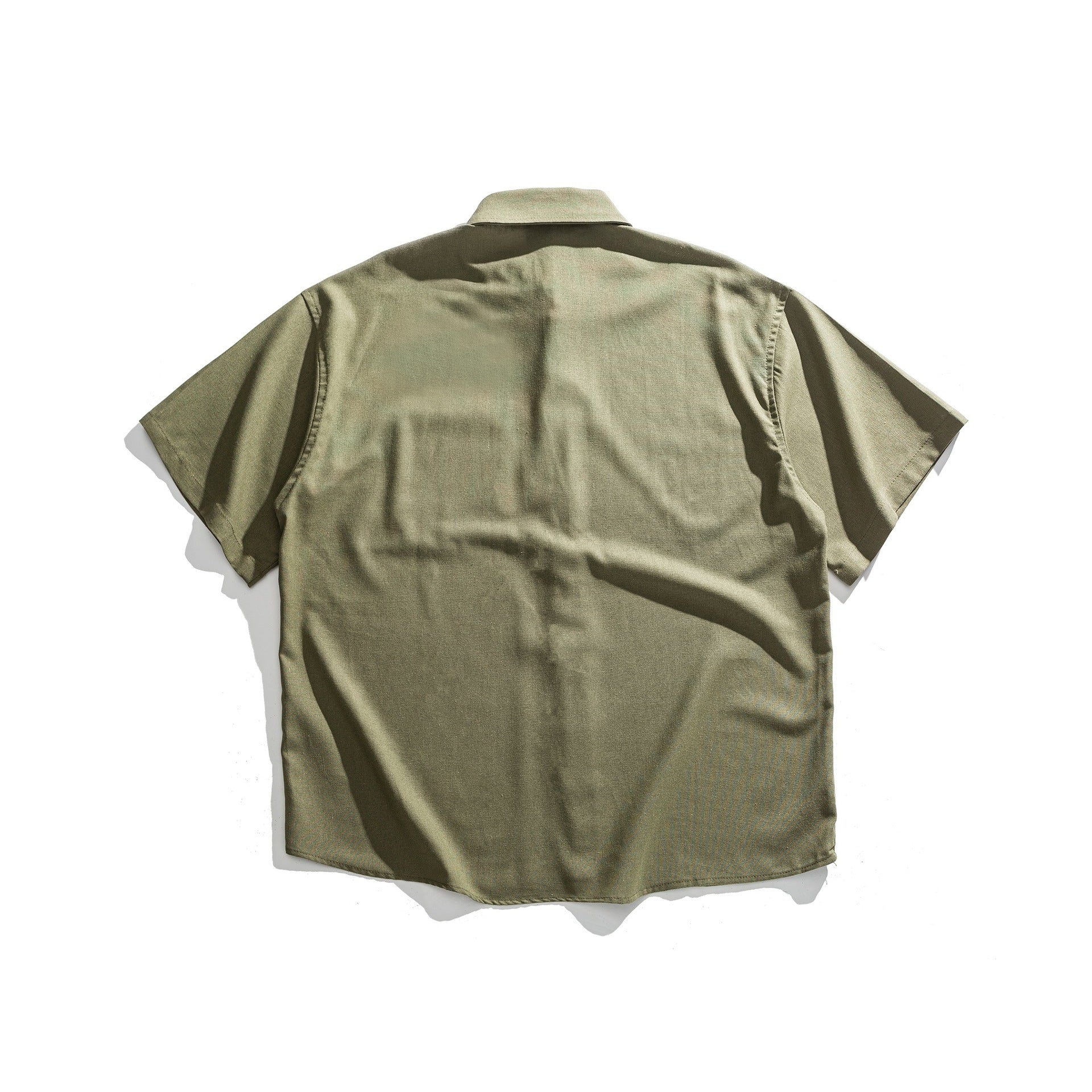 Simple Solid Color Patch Pocket Loose Casual Versatile Short Sleeve Shirt
